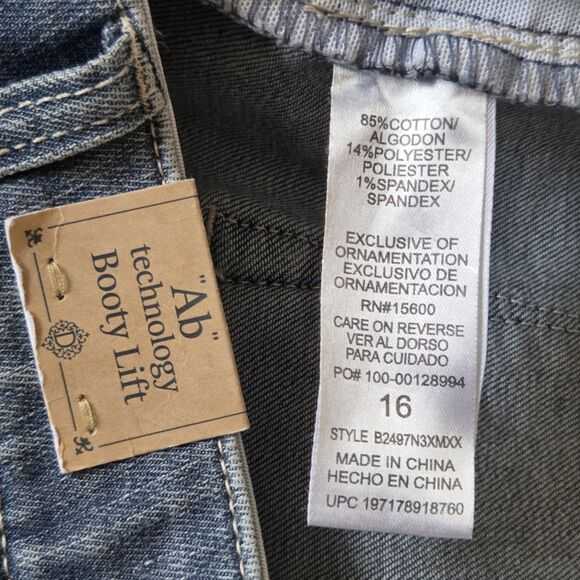 Democracy Ab Technology Jeans Size 12 Skyrise Booty Lift Itty Bitty Bootcut Blue - Picture 9 of 15